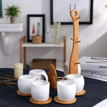 Set of 6 Cups with Bamboo Stand