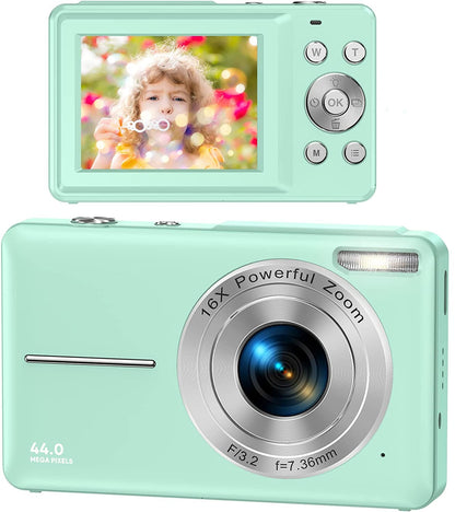 Skanto | Portable Digital Camera 1080P 44MP with 16X Zoom – Compact Vlogging Camera with LCD Screen, Rechargeable, Perfect for Teens and Students