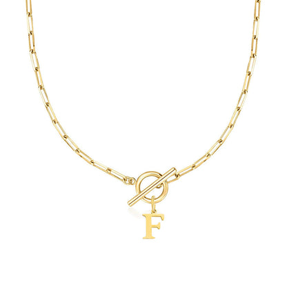 Karnz | Paperclip Initial Letter Circle Lock Necklace