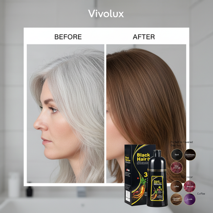 Brehn | Black Hair Dye Shampoo | 3-in-1 Ayurveda-Formula: Coloring, Conditioning & Cleansing | Natural Grey Hair Coverage in 5 Minutes | Ammonia-free & Gentle