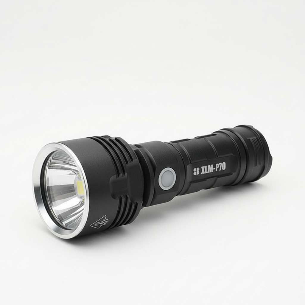 Karnz | MS18 High-Performance LED Flashlight | 100,000 Lumens | 18x Cree XHP70 2.0 LEDs | 2.3 km Range | IP56 Waterproof | OLED Status Display | Incl. Battery Pack