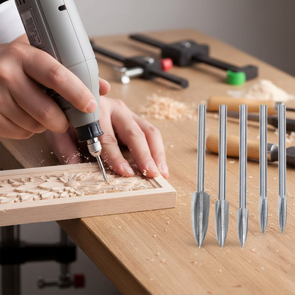 Brehn | 5-piece Wood Carving & Engraving Drill Bit Set | High-Speed Steel (HSS) | 3mm Universal Shank | Precision Router Bits for Wood, Acrylic & PVC | Professional DIY Accessories