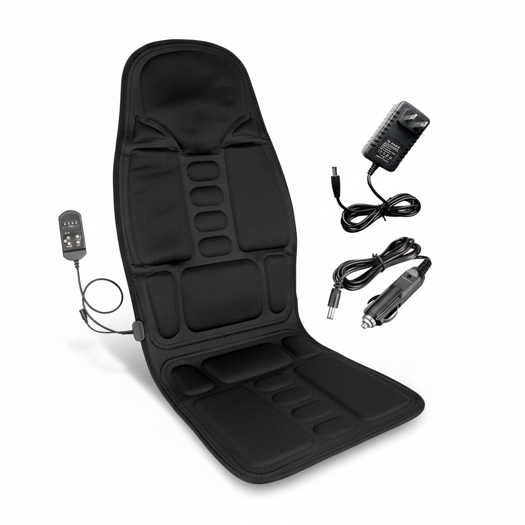 Brehn | 8-Mode Massage Seat Cushion | Heated Back & Neck Support | 8 Vibration Modes | Infrared Heat Therapy | Ergonomic Design for Car & Office