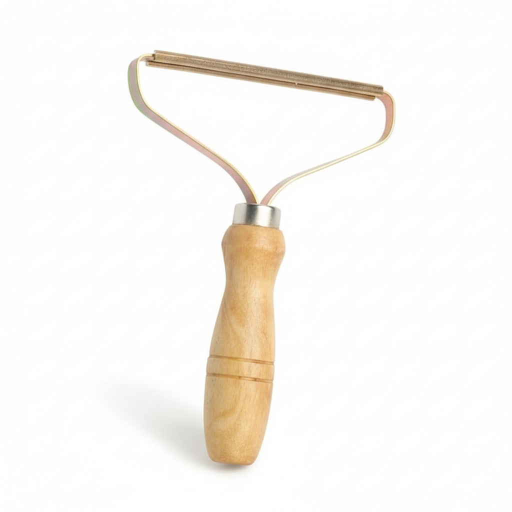 Brehn | Manual Lint Remover | Copper Precision Head | Real Wood Handle | Battery-Free Fabric Shaver for Cashmere, Wool & Upholstery | Pilling Extractor