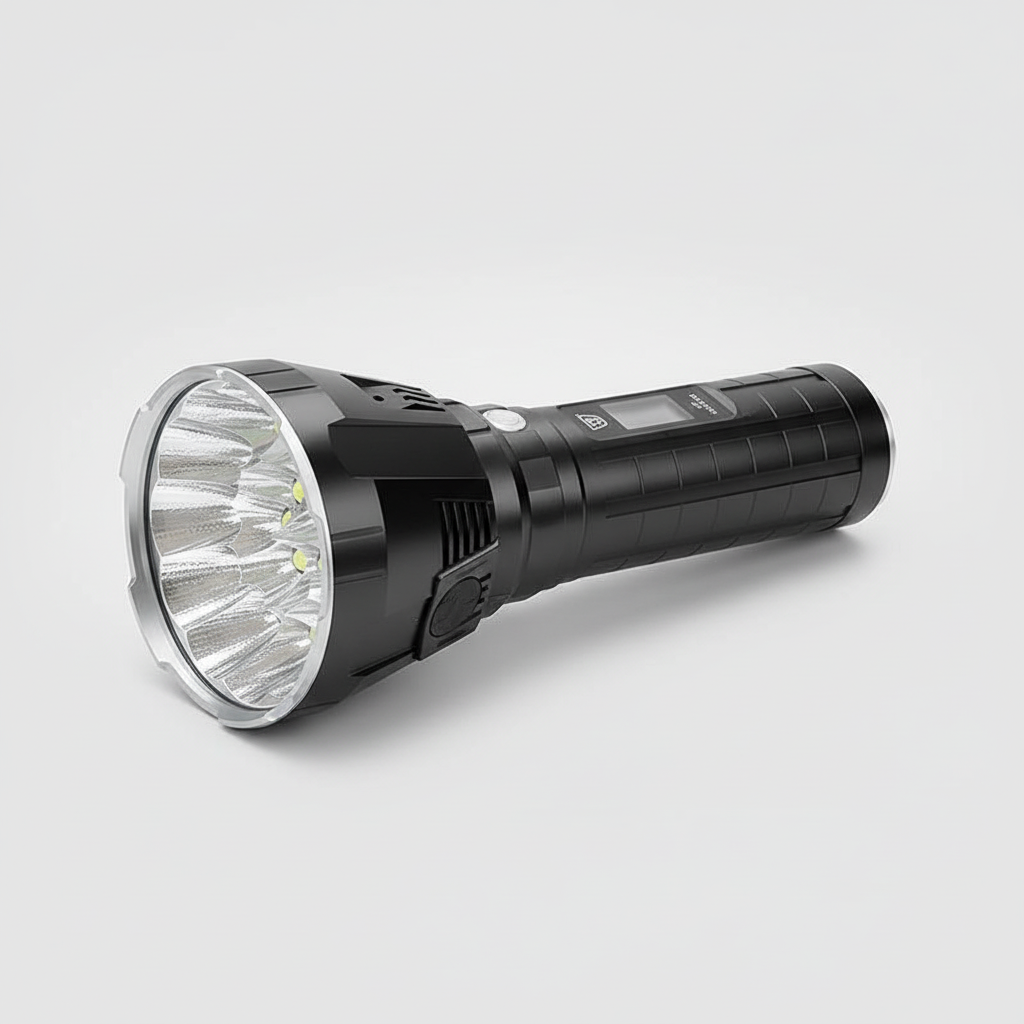 MS18 | Ultimate High-Performance LED Flashlight | 100,000 Lumens | 2,350m Beam Distance | 18x CREE XHP70.2 LEDs | OLED Status Display & Active Cooling | IP68 Waterproof