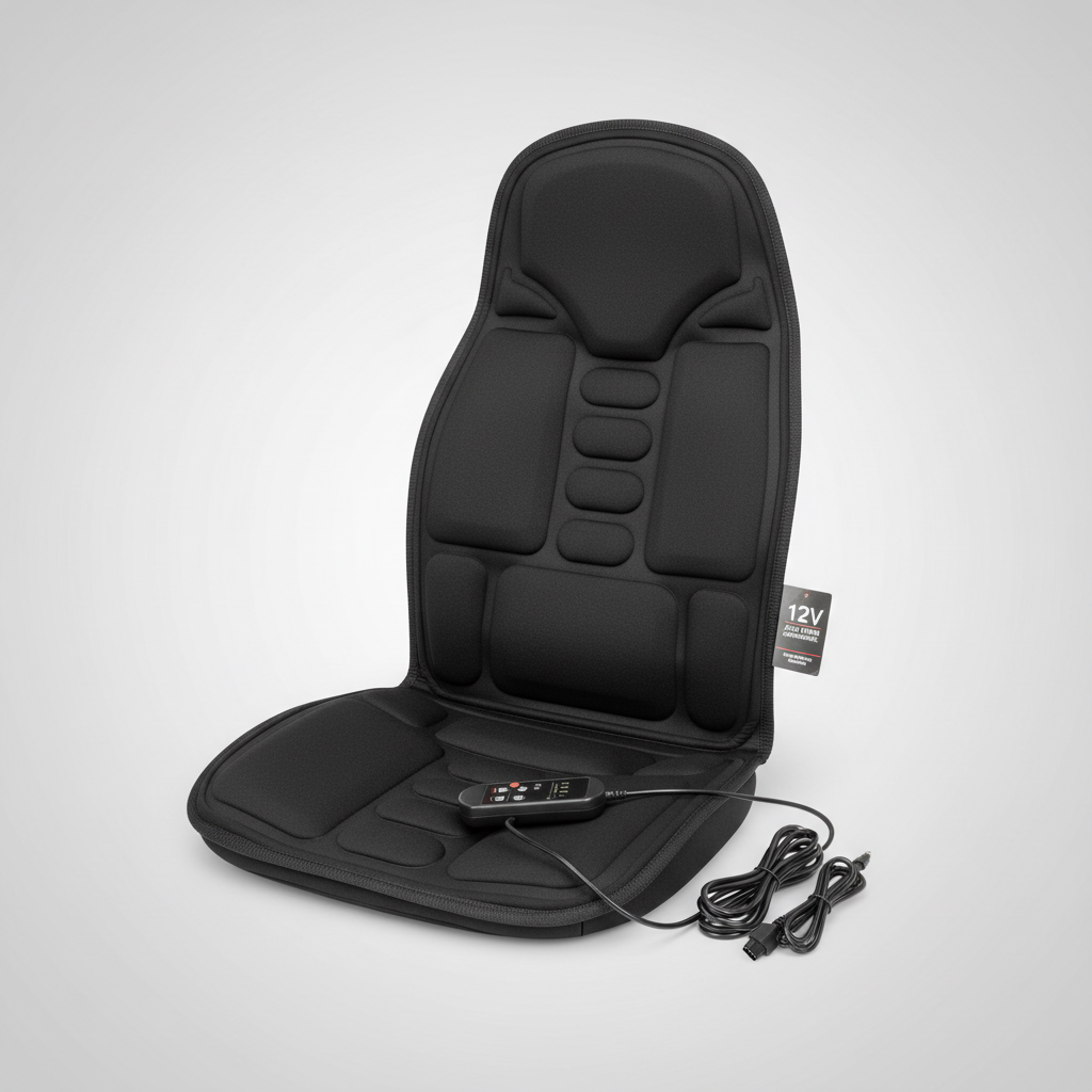 Brehn | 8-Mode Massage Seat Cover with Heat Function | Full-Body Vibration Massage for Back, Neck & Legs | 12V Car & Home Use | Ergonomic Seat Cover with Heat Therapy