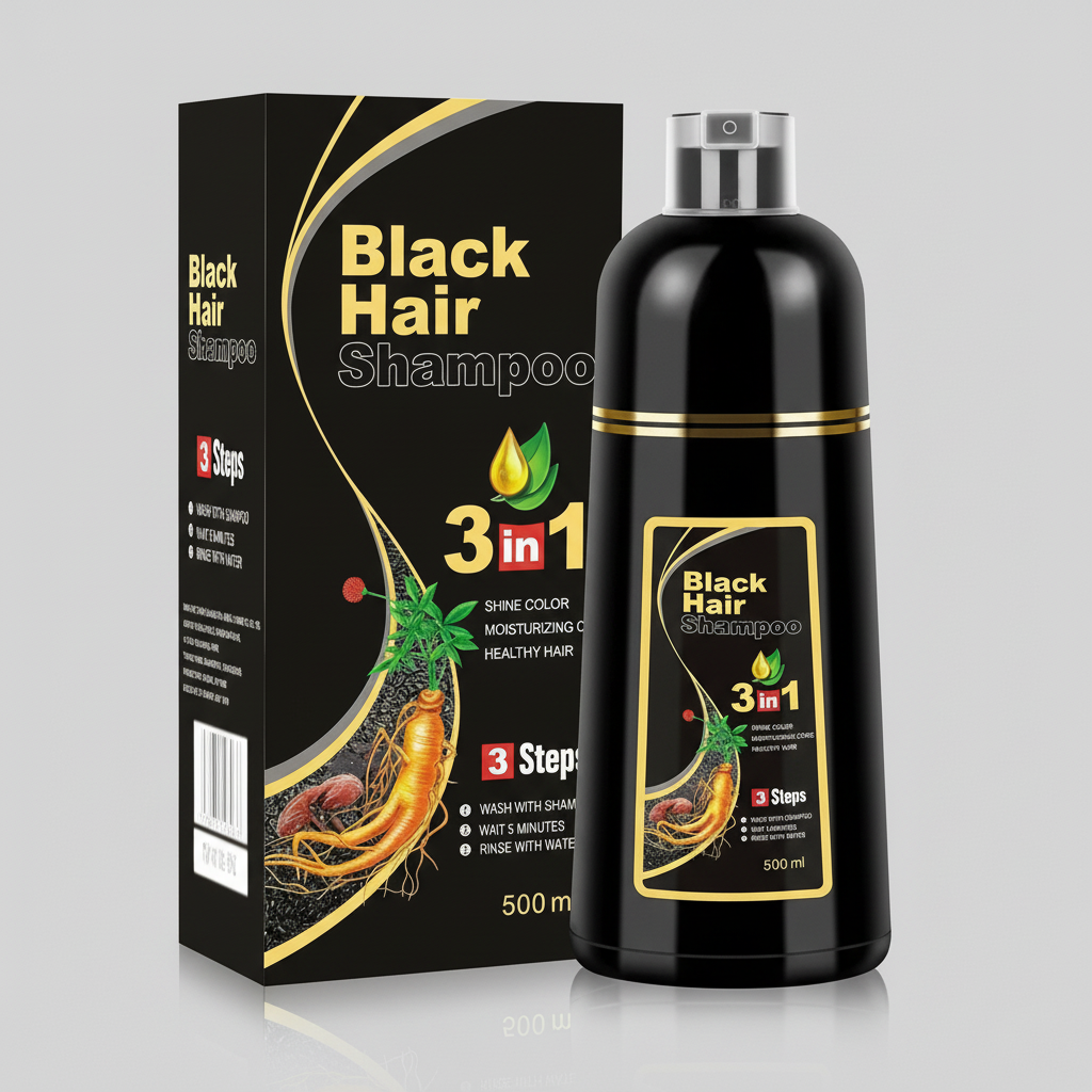 Brehn | Black Hair Dye Shampoo | 3-in-1 Ayurveda-Formula: Coloring, Conditioning & Cleansing | Natural Grey Hair Coverage in 5 Minutes | Ammonia-free & Gentle