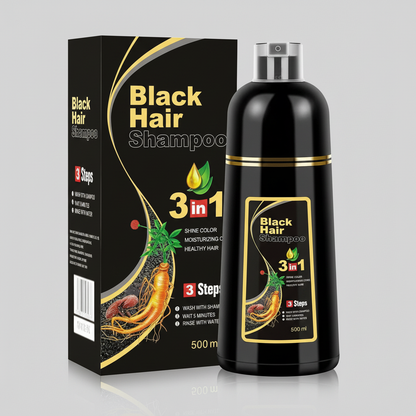 Brehn | Black Hair Dye Shampoo | 3-in-1 Ayurveda-Formula: Coloring, Conditioning & Cleansing | Natural Grey Hair Coverage in 5 Minutes | Ammonia-free & Gentle