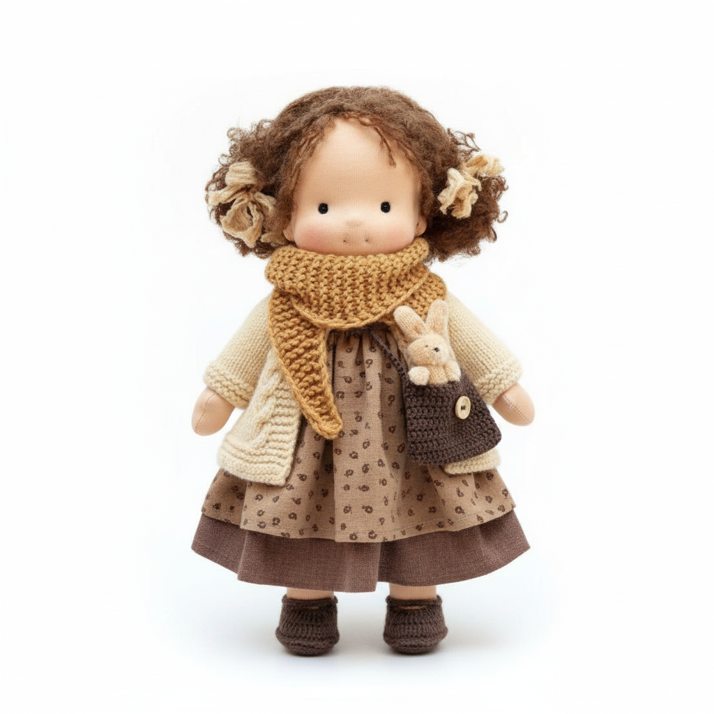 Brehn | Handcrafted Waldorf Doll | Natural Materials & Pollutant-Free | Educational Fabric Toy | Hypoallergenic & Organic Quality | 30cm Cuddly Doll