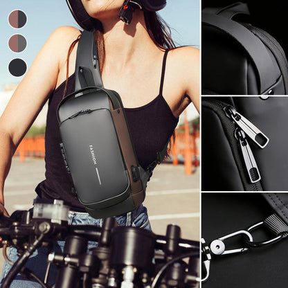 Anti-theft shoulder bag with USB charging port