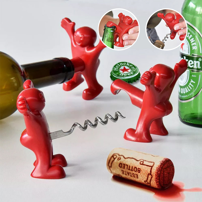 Happy Man Corkscrew - Bottle Opener, & Wine Stopper | Bowlift