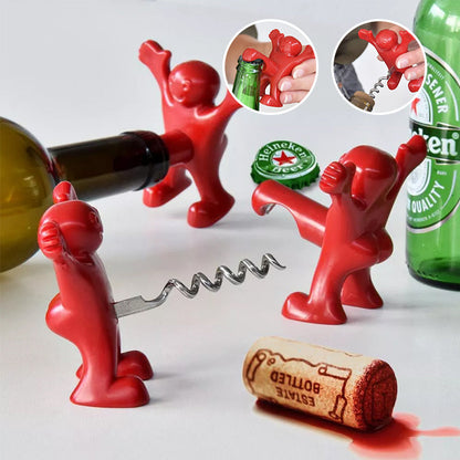 Happy Man Corkscrew - Bottle Opener, & Wine Stopper | Bowlift