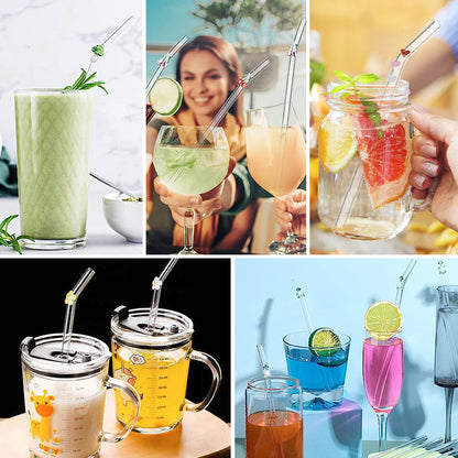6 PCS Reusable Stained Glass Straws with Cleaning Brush | Kalsten