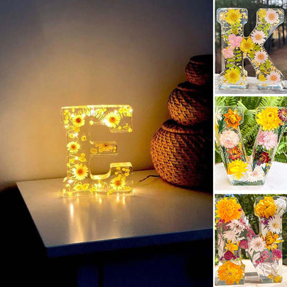 Sandsberg | Resin Flower Night Light | Letter-shaped LED Decorative Lamp