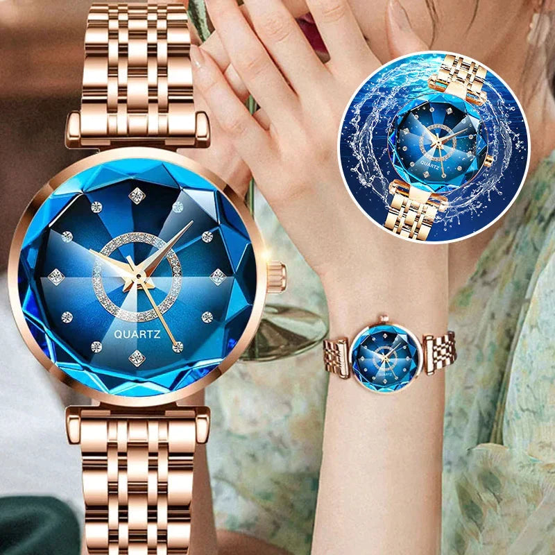Waterproof Women's Watch – Starry Diamond Dial Elegance