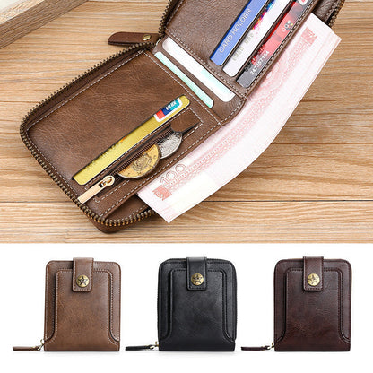 BowLift | Men's New Short Fashion Multi-Cards Horizontal Zipper Wallet