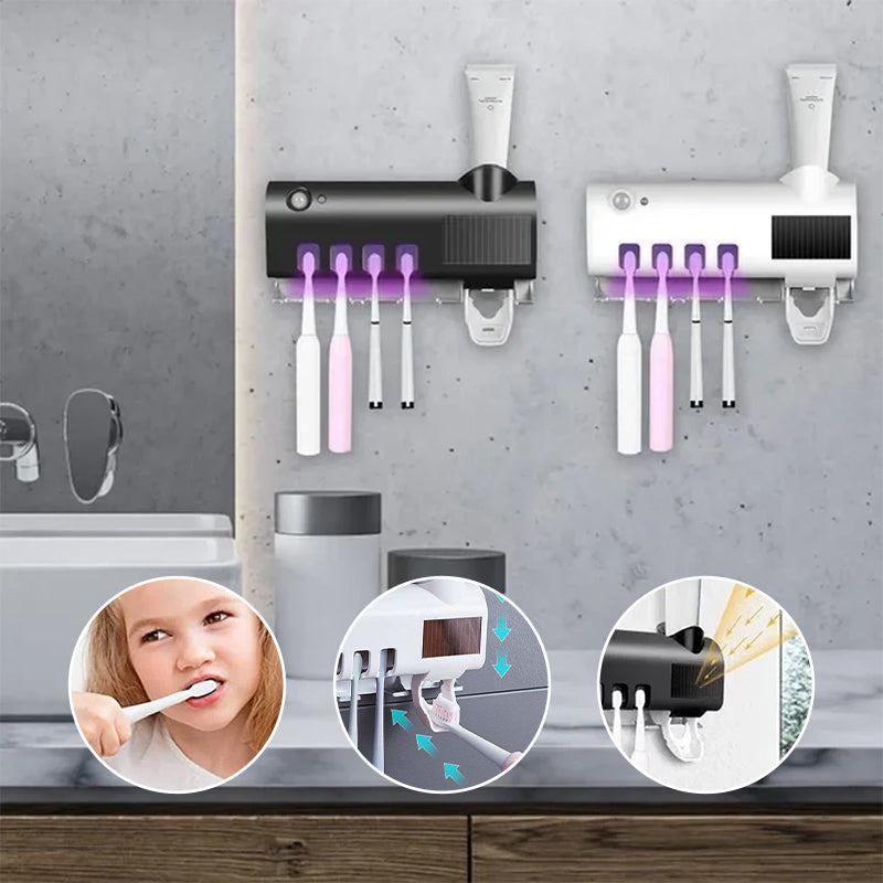 Smart UV Light Sterilizer Toothbrush Holder, Wall Mounted Toothpaste Dispenser | Skanto
