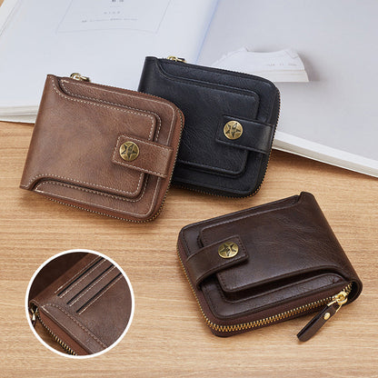 BowLift | Men's New Short Fashion Multi-Cards Horizontal Zipper Wallet