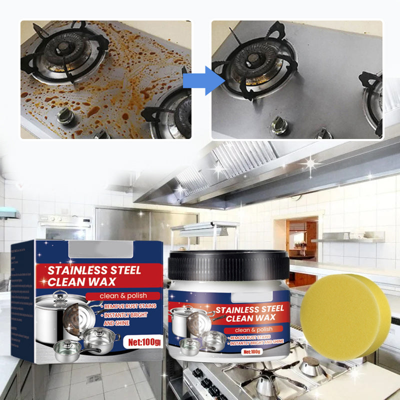 Stainless steel spot cleaning wax