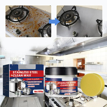 Stainless steel spot cleaning wax