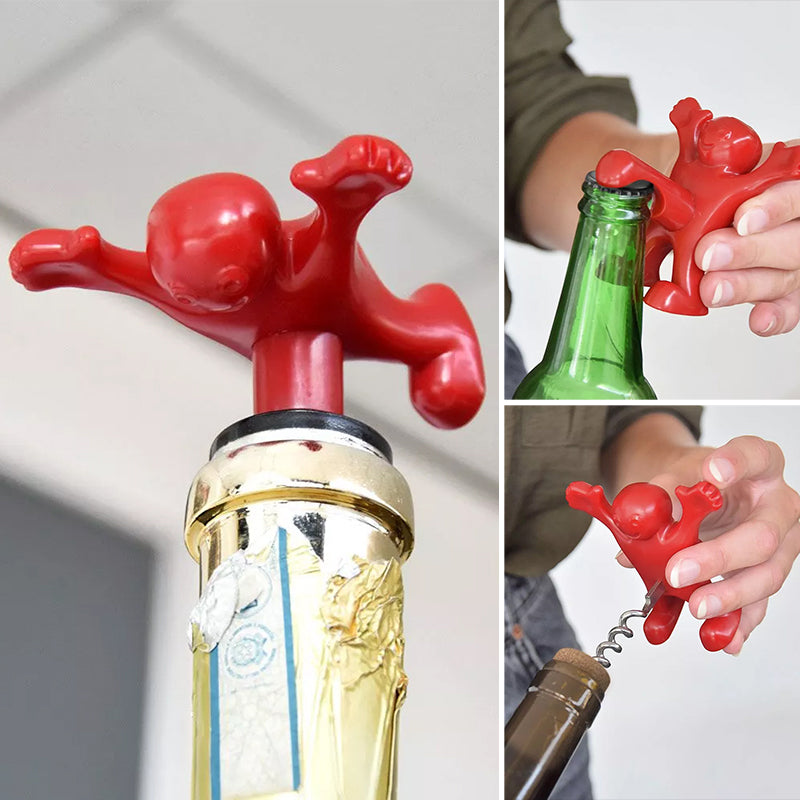 Happy Man Corkscrew - Bottle Opener, & Wine Stopper | Bowlift