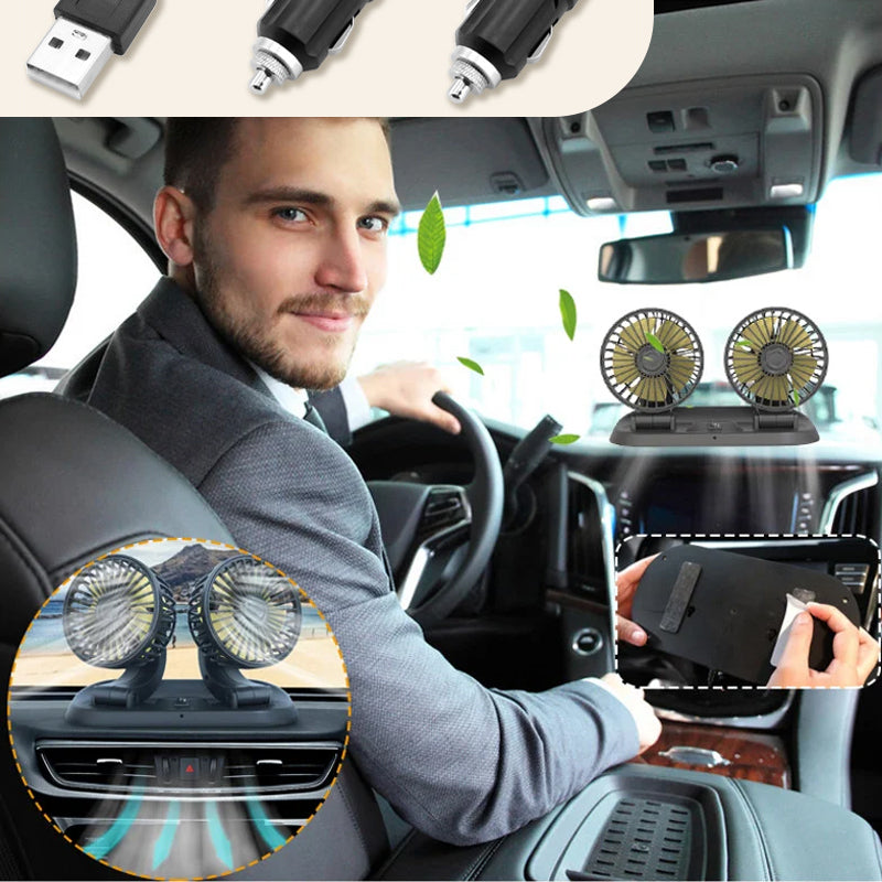 BowLift | Dual Head Car Auto Cooling Air Circulator Fan
