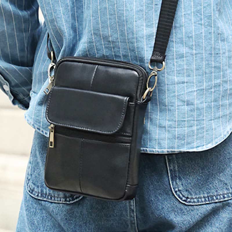 Skanto | Men's Small Genuine Leather Shoulder Bag – Compact Crossbody with Adjustable Strap