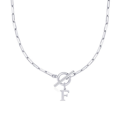 BowLift | Paperclip Letter Initial Circle Lock Clasp Necklace