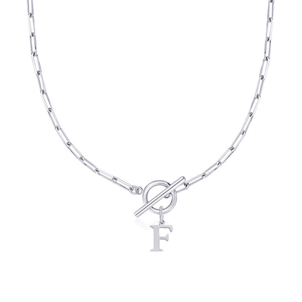 Karnz | Paperclip Initial Letter Circle Lock Necklace