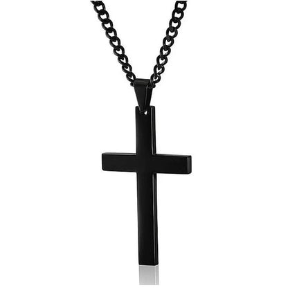 Stainless steel men's necklace with cross pendant