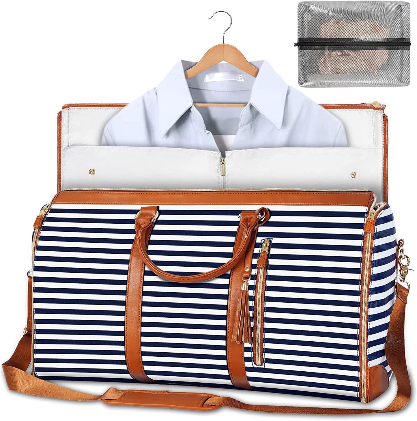 Skanto | GARMENTGO Garment Bag – Foldable PU Leather Suit Carrier for Wrinkle-Free, Stylish Travel