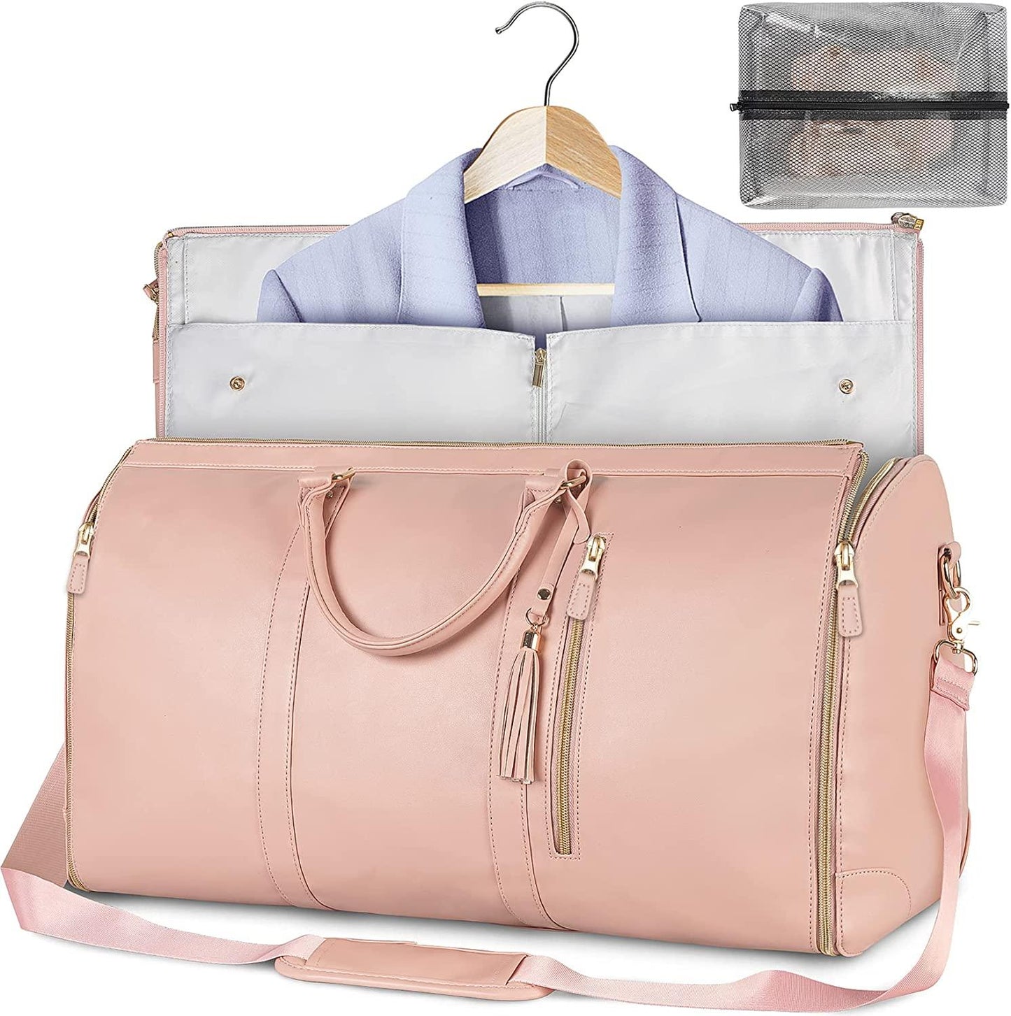 Skanto | GARMENTGO Garment Bag – Foldable PU Leather Suit Carrier for Wrinkle-Free, Stylish Travel