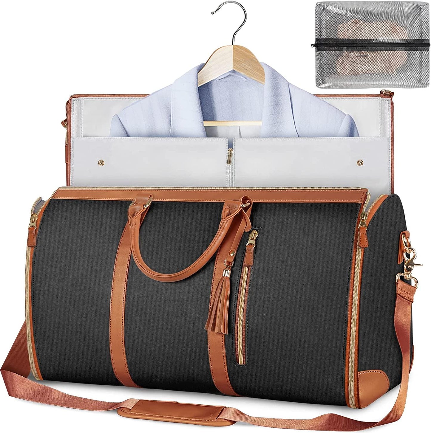 Skanto | GARMENTGO Garment Bag – Foldable PU Leather Suit Carrier for Wrinkle-Free, Stylish Travel