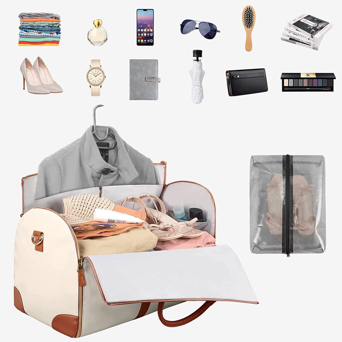 Skanto | GARMENTGO Garment Bag – Foldable PU Leather Suit Carrier for Wrinkle-Free, Stylish Travel