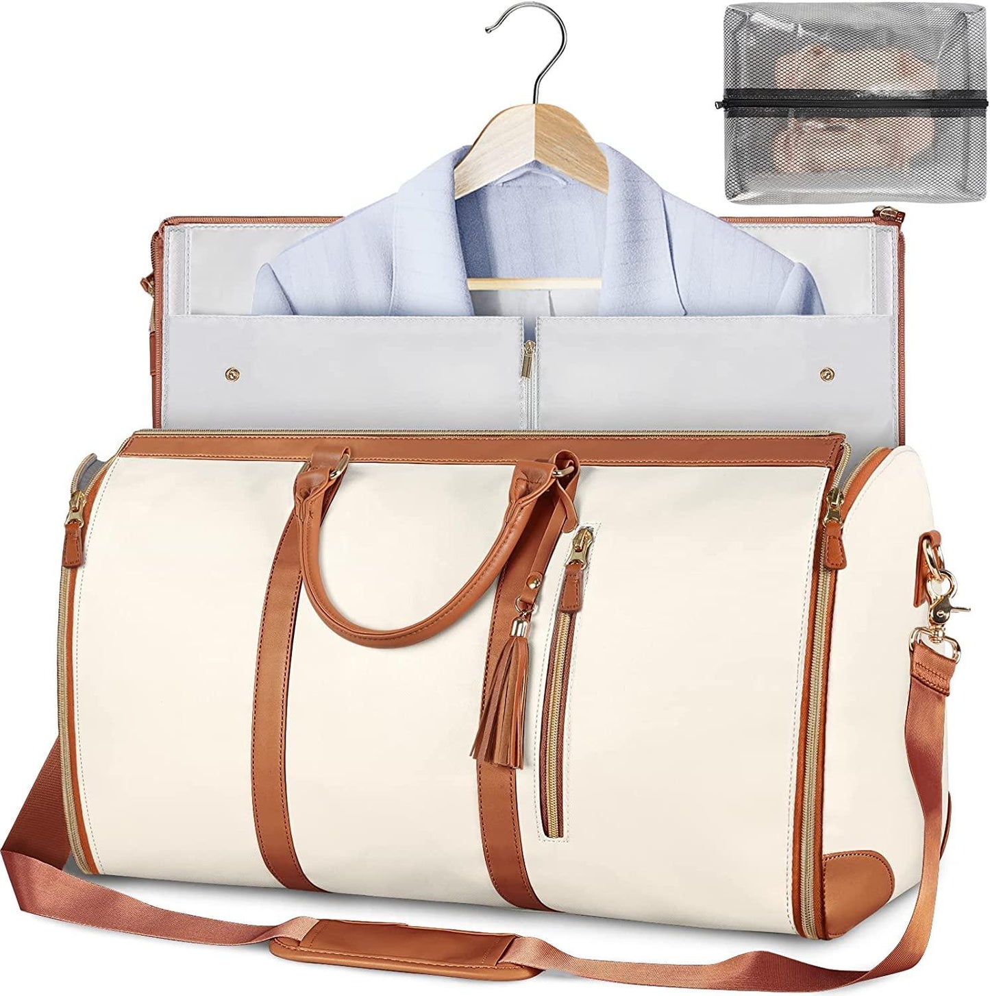 Skanto | GARMENTGO Garment Bag – Foldable PU Leather Suit Carrier for Wrinkle-Free, Stylish Travel