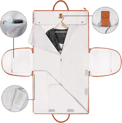 Skanto | GARMENTGO Garment Bag – Foldable PU Leather Suit Carrier for Wrinkle-Free, Stylish Travel