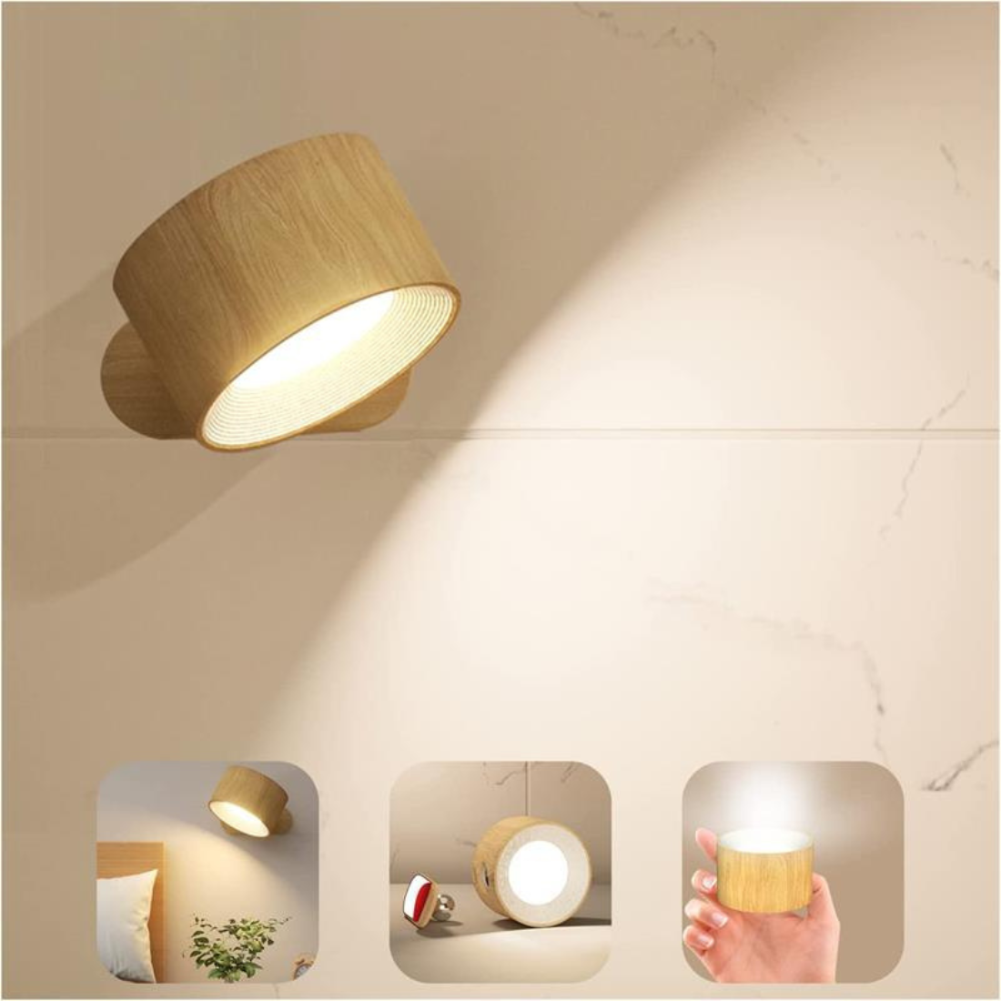 Skanto | Wireless Rechargeable 360° Wall Lamp | Energy-Saving LED, Touch Control & Versatile Home Lighting