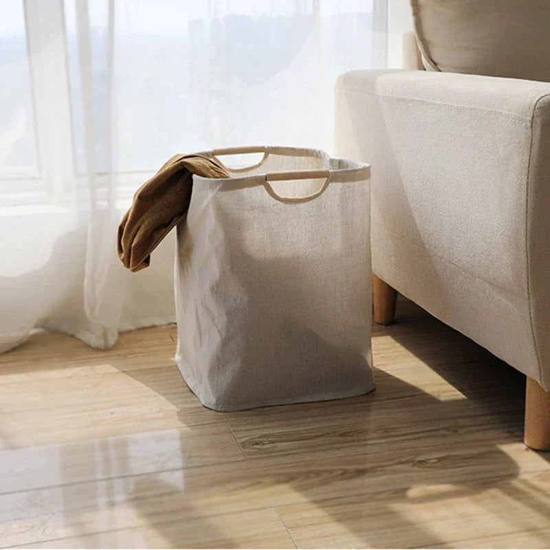 Japanese style cotton linen laundry basket