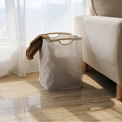 Japanese style cotton linen laundry basket