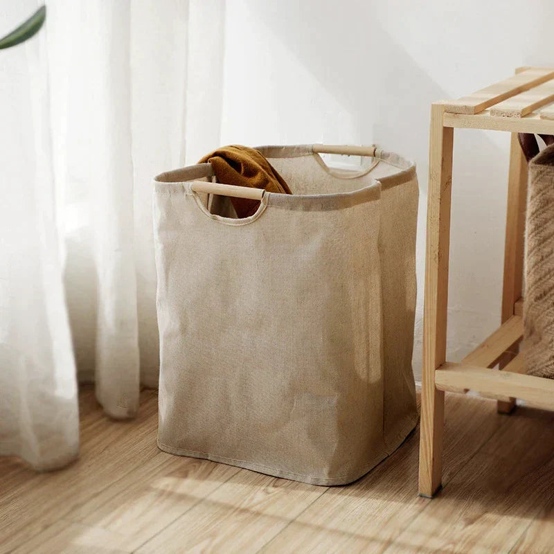 Japanese style cotton linen laundry basket