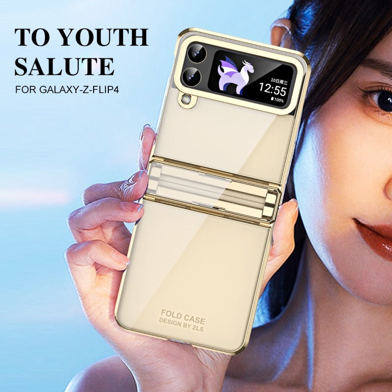 Transparent galvanic phantom hinge phone case for Samsung Galaxy Z Flip 5 4