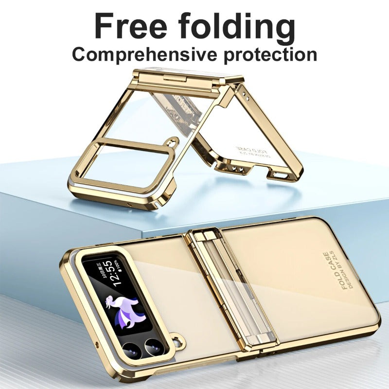 Transparent galvanic phantom hinge phone case for Samsung Galaxy Z Flip 5 4