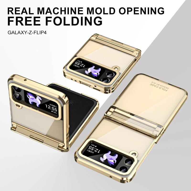 Transparent galvanic phantom hinge phone case for Samsung Galaxy Z Flip 5 4