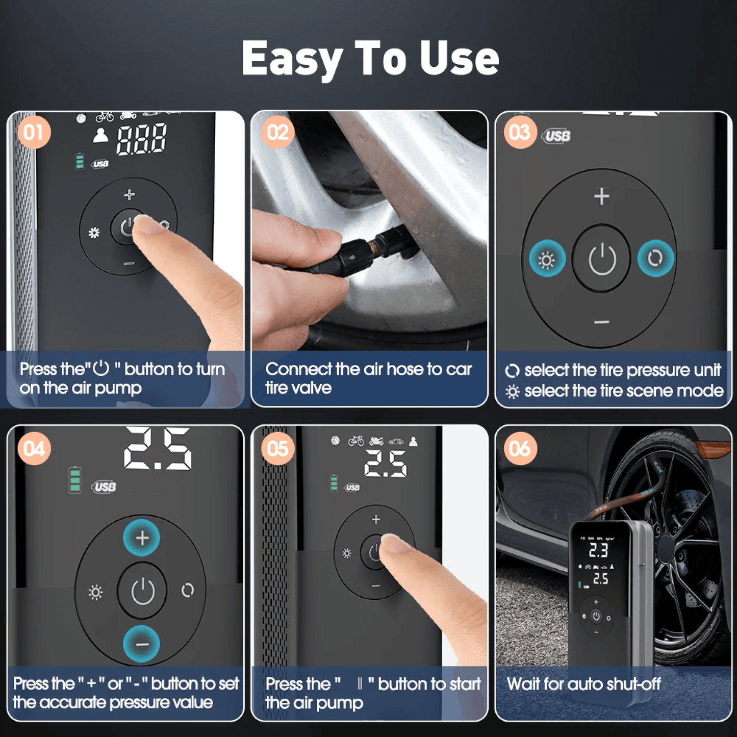 Skanto | Rechargeable Tire Inflator Wireless Battery Powered Pump