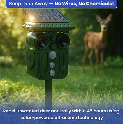BowLift | Ultrasonic Solar Deer Repeller | 5 Adjustable Modes. Waterproof & Eco-Friendly for Home Gardens and Yards