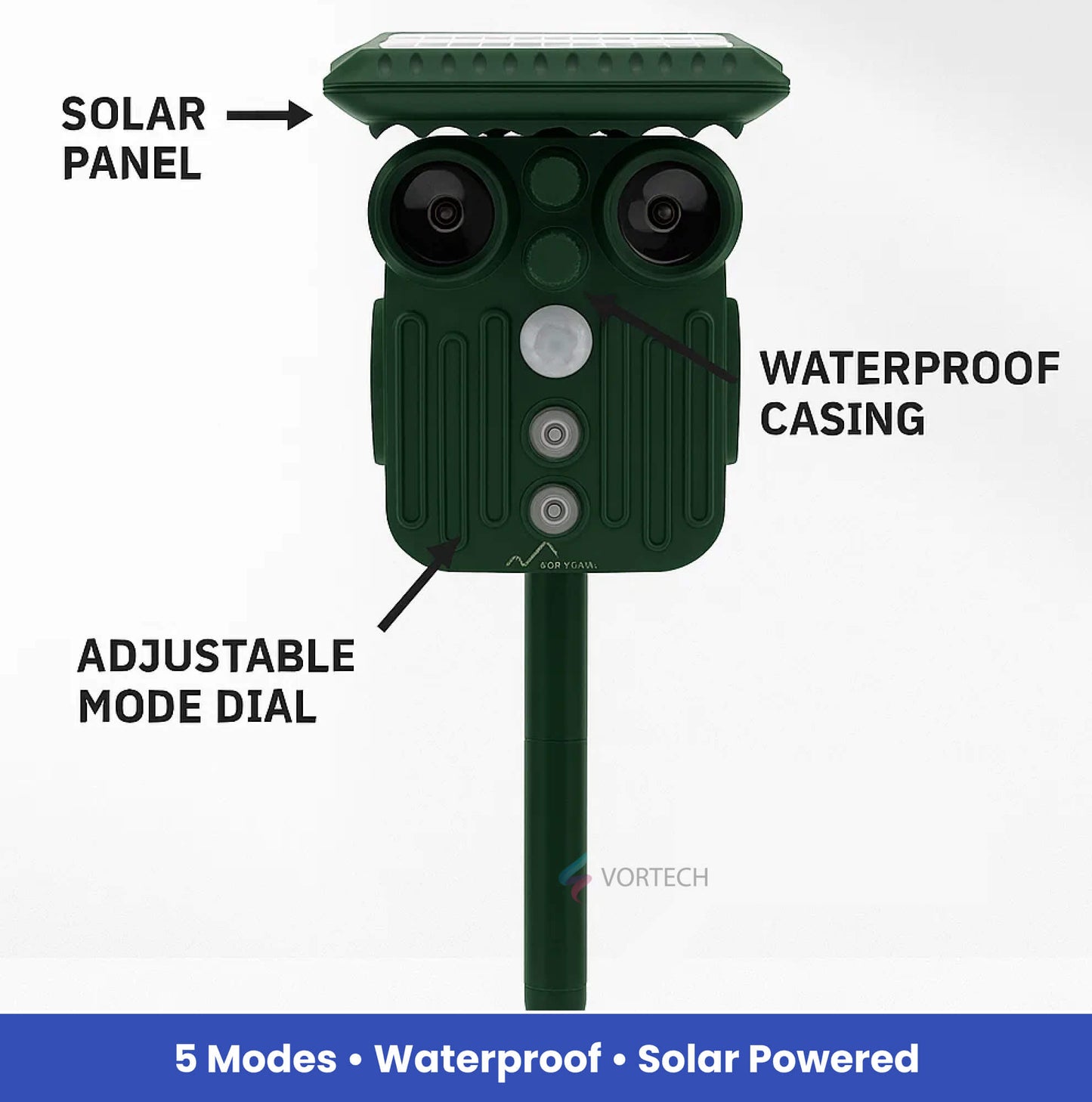 BowLift | Ultrasonic Solar Deer Repeller | 5 Adjustable Modes. Waterproof & Eco-Friendly for Home Gardens and Yards