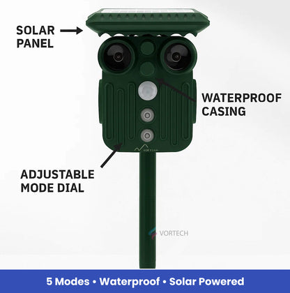 BowLift | Ultrasonic Solar Deer Repeller | 5 Adjustable Modes. Waterproof & Eco-Friendly for Home Gardens and Yards