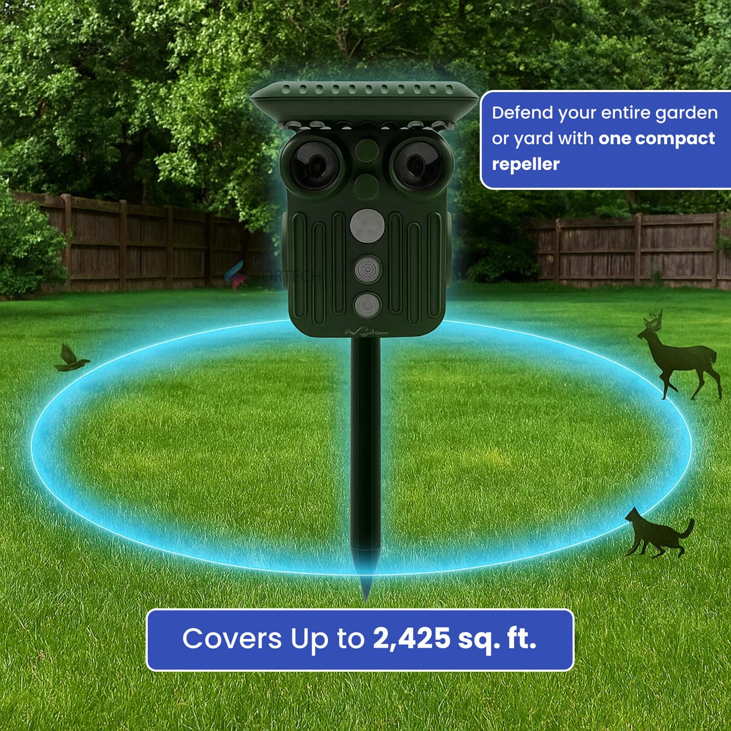 BowLift | Ultrasonic Solar Deer Repeller | 5 Adjustable Modes. Waterproof & Eco-Friendly for Home Gardens and Yards