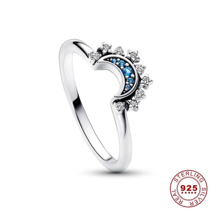 Skanto | Elegant 925 Silver Ring with Moon and Sun Design