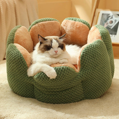 Skanto | Flower Design Plush Cat and Dog Bed